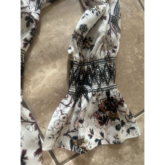 ALC A.L.C. 12 Silk Mini Blouson Floral Dress Ruffle Accent Long Sleeve - Picture 5 of 8